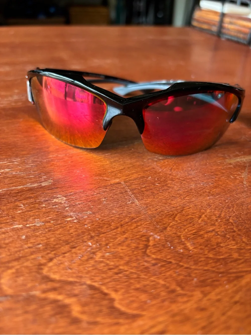 Hard to find Edge Khor safety glasses featuring a black frame, Red Mirror lenses